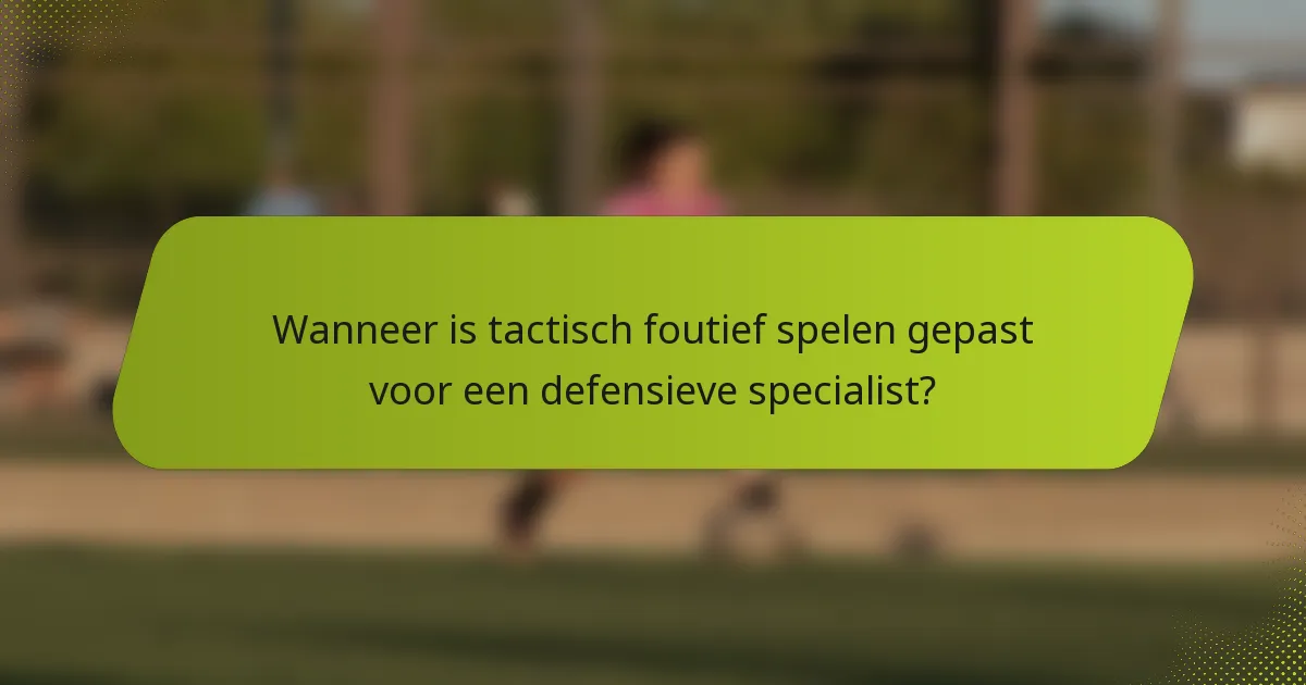 Wanneer is tactisch foutief spelen gepast voor een defensieve specialist?